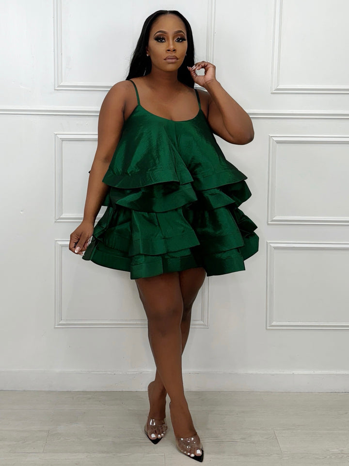 Bella Tier & Layered Dress (Emerald Green)