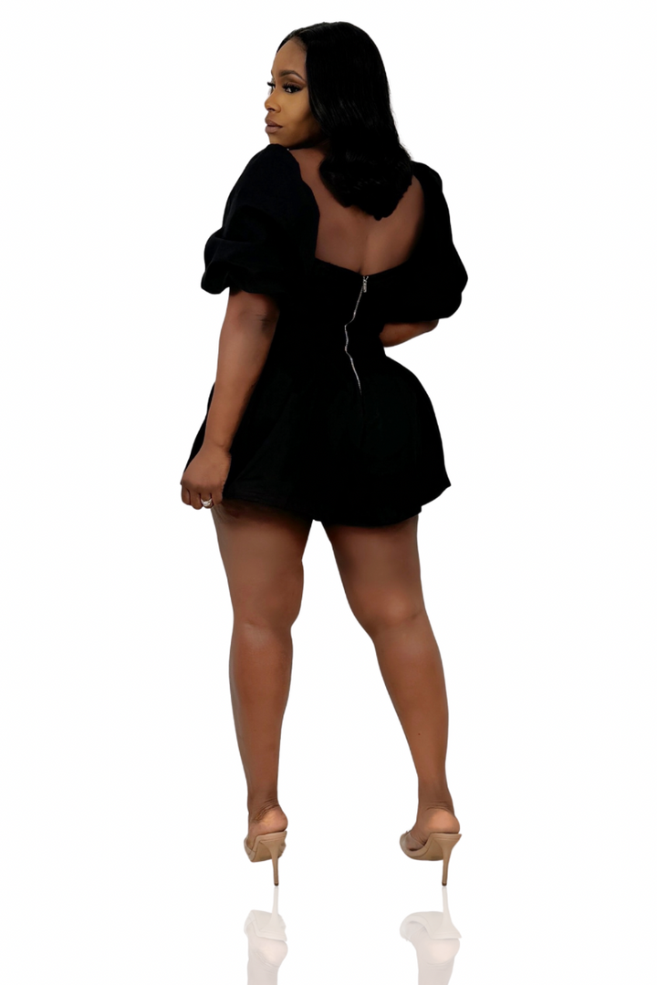 Brunching Cute Cut Out Romper (Black)