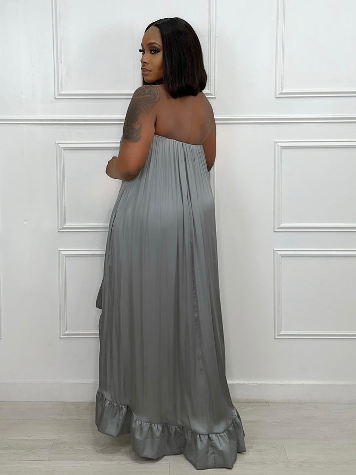 Giving My Best Tube High & Low Maxi Dress (Gray)