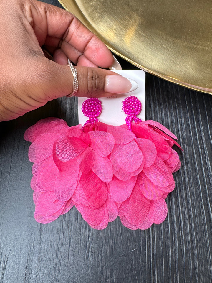 Feather Tassel & Beaded Earrings