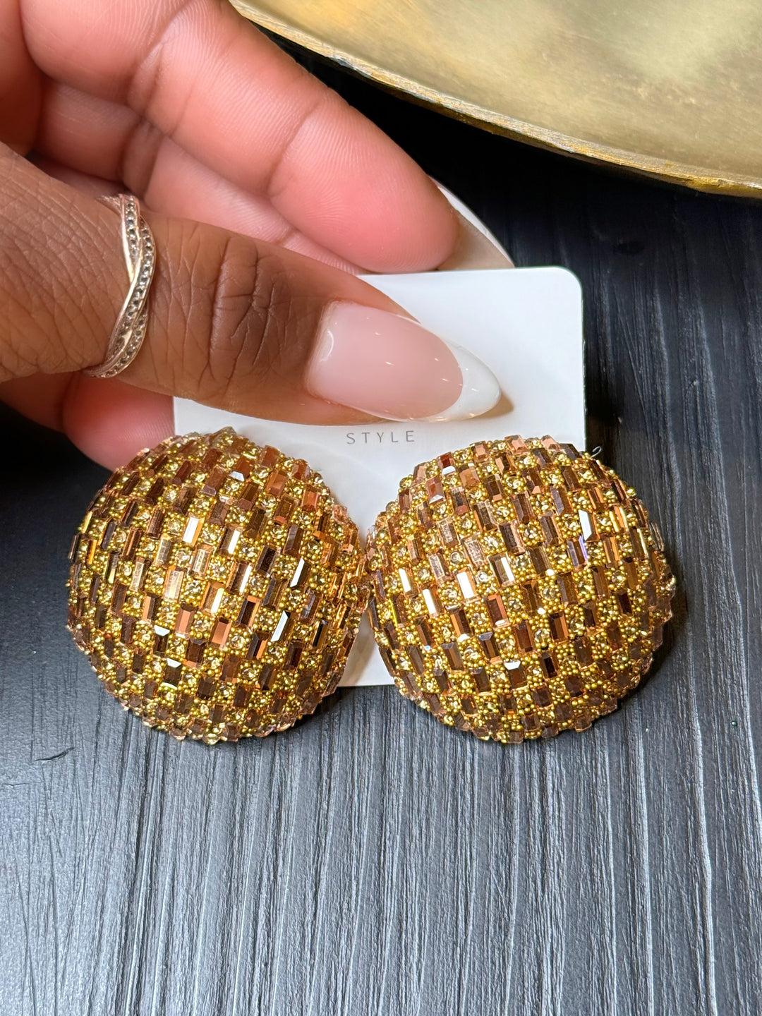 Rhinestone Round Cluster Earring