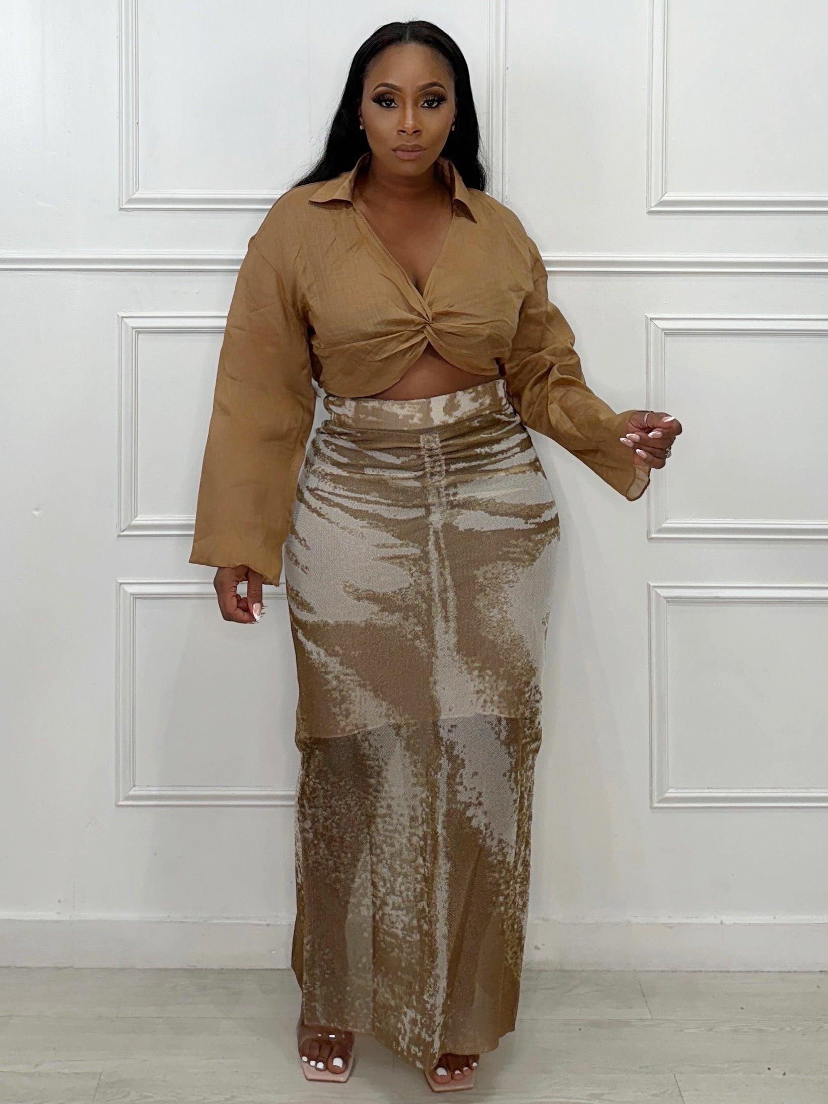 Silk midi skirt clearance set