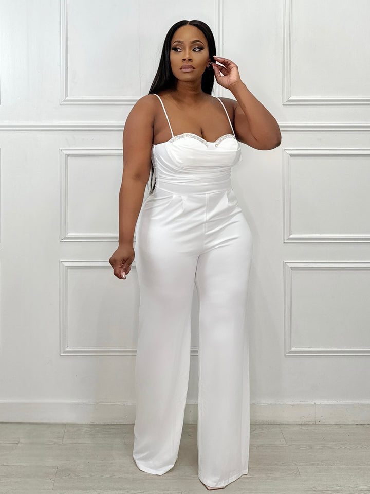 Dare To Dazzle Embellished Jumpsuit(White)