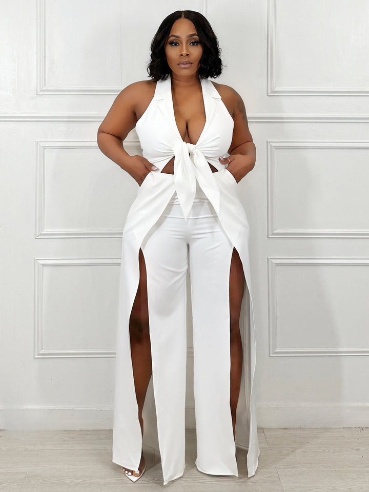 Keep It Chic Split Jumpsuit (White)