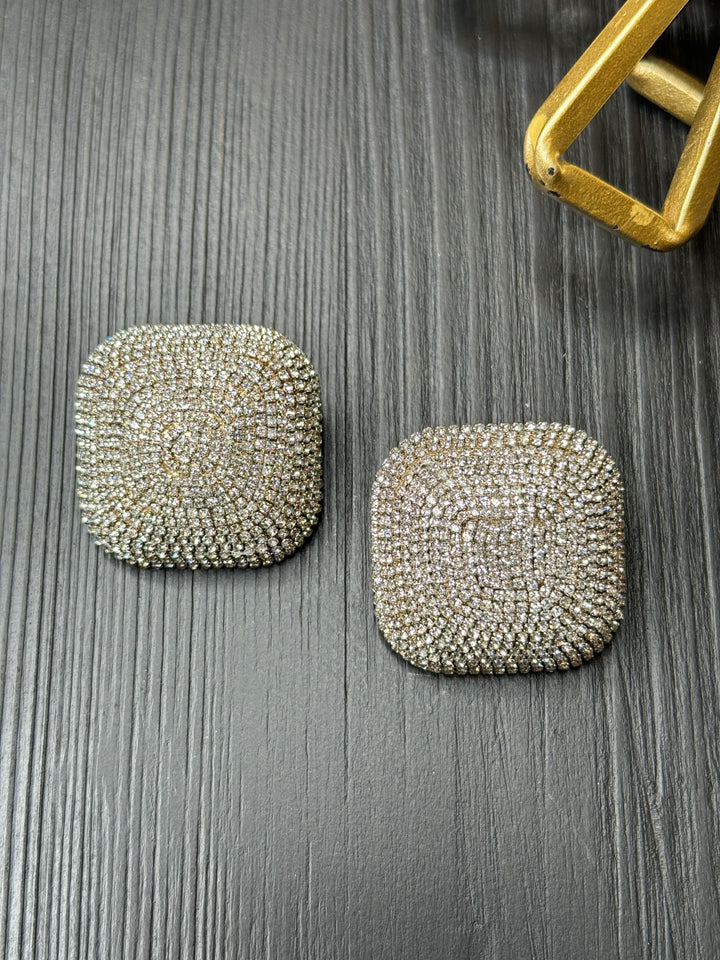 Rhinestone Square Earrings