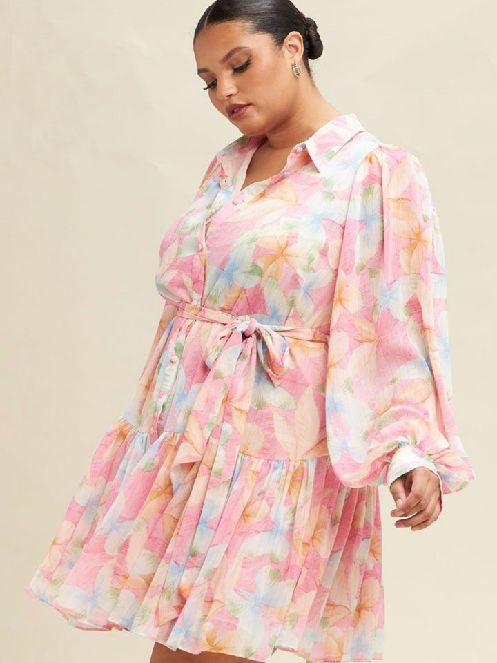 Floral Button Up Dress (Pink Multi)