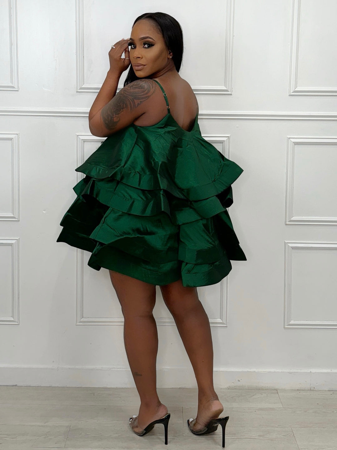 Bella Tier & Layered Dress (Emerald Green)