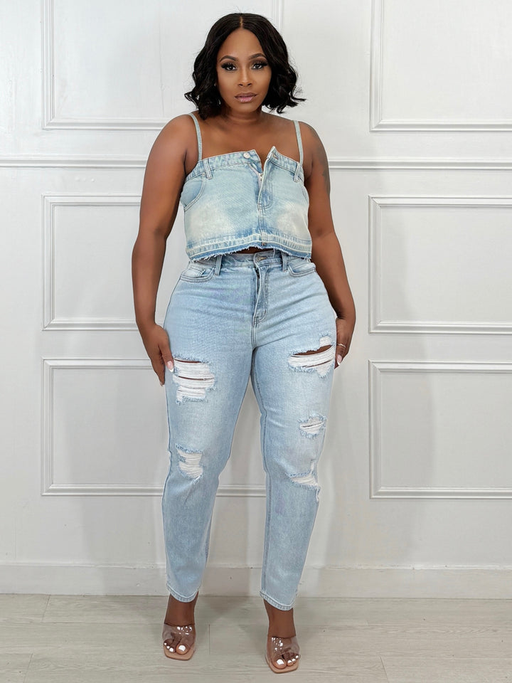 Denim Skirt Top (Denim)