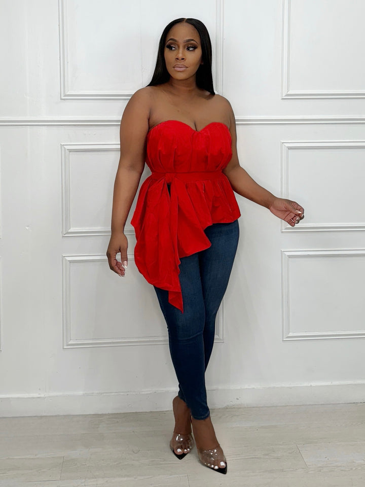 Sweetheart Tube Drape Top (Red)