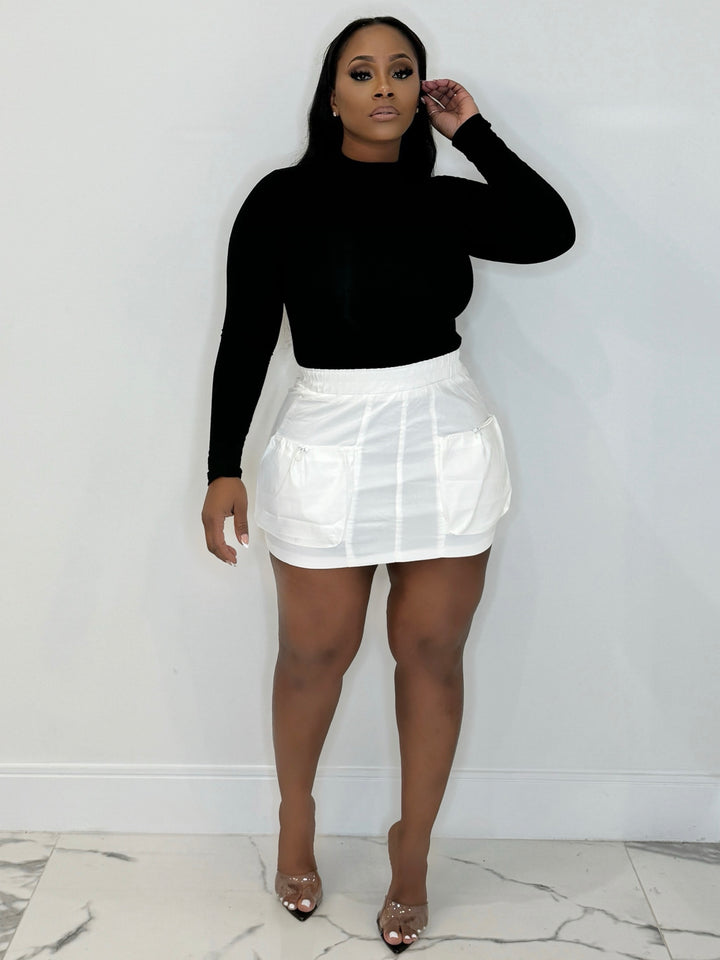 Simple Chic Cargo Mini Skirt (White)