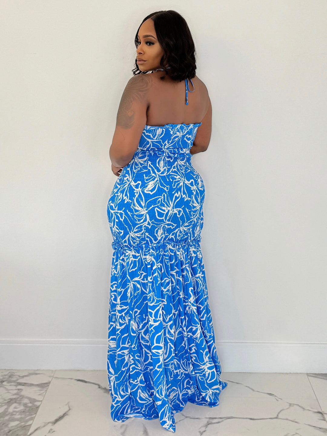 Fit For Vacay Maxi Dress (Blue/Ivory)