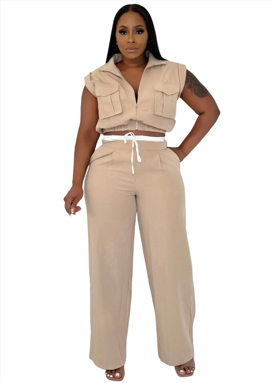 Match It Classy Chic Pant Set (Nude)