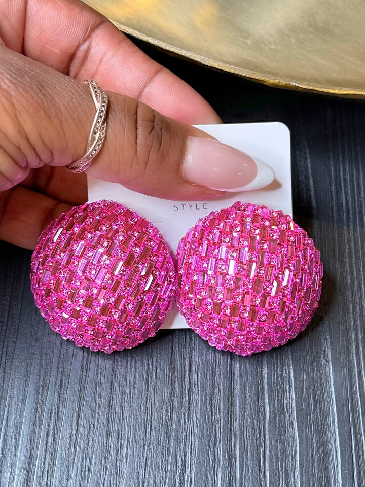 Rhinestone Round Cluster Earring