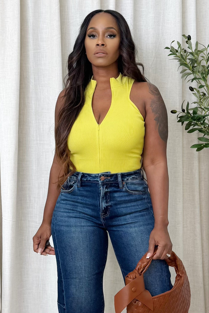 Sleeveless Ribbed Bodysuit