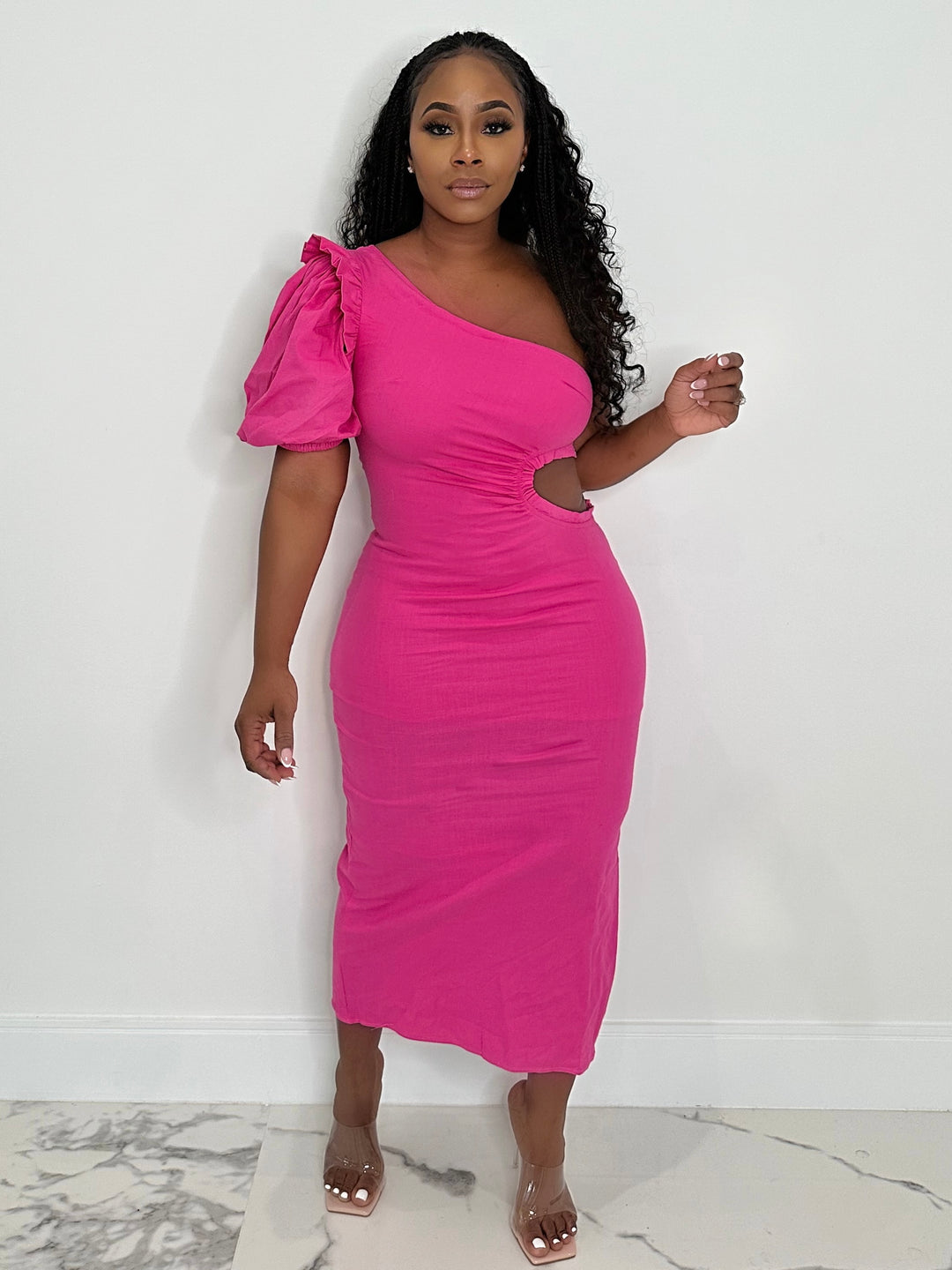 Cut Sides midi dress (Pink)