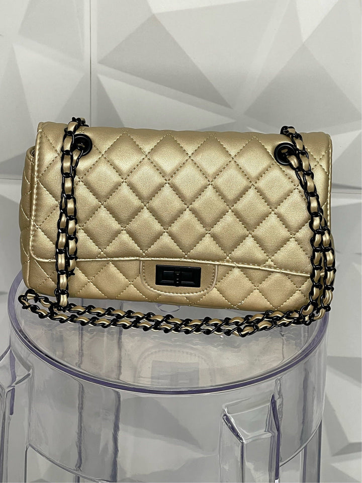 Matte Quilted Shoulder Handbag