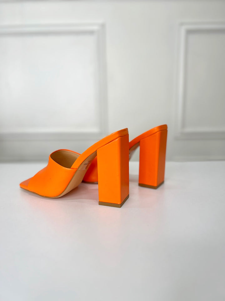 Cyber Mules Block Heels (Orange)