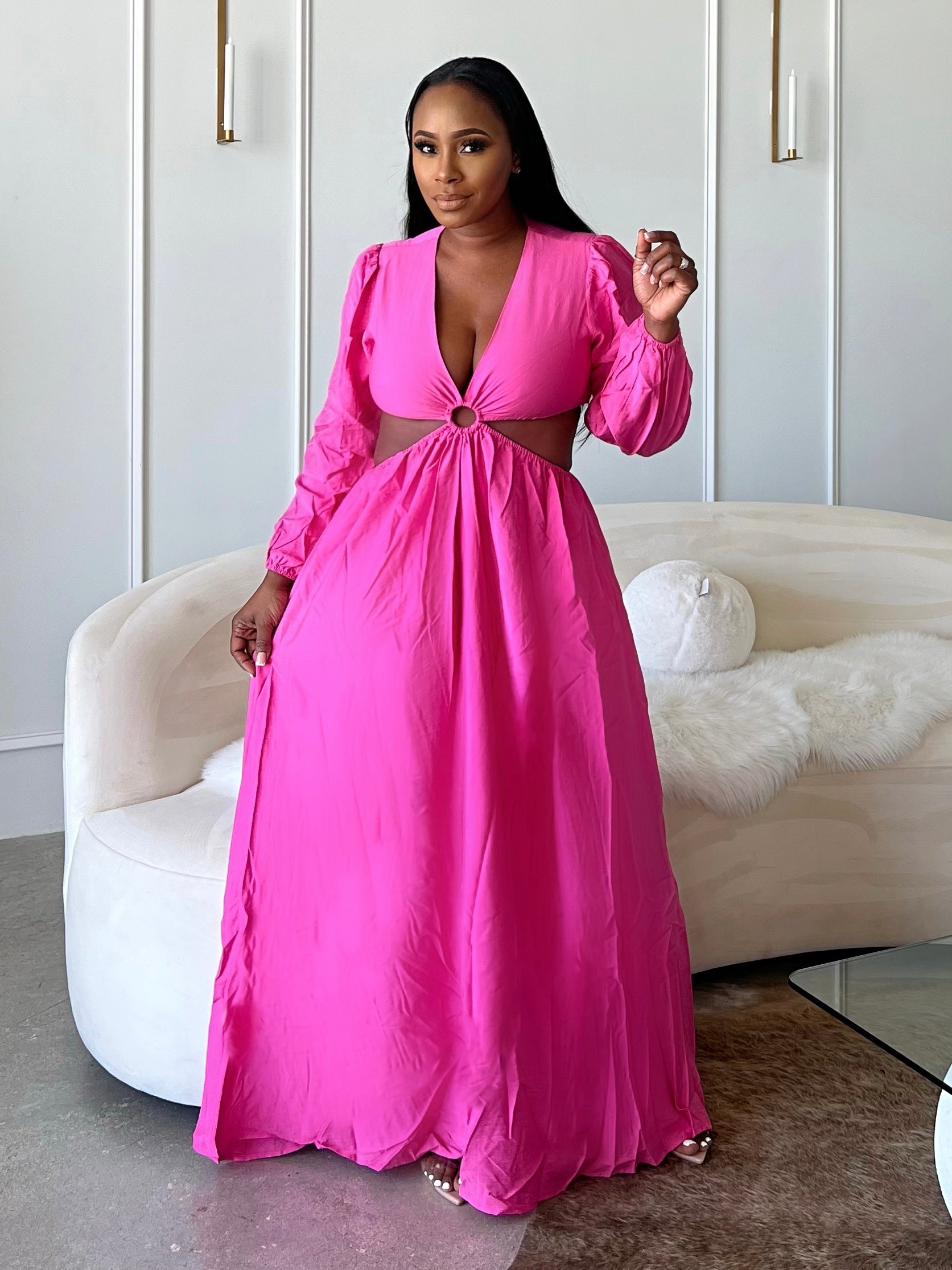 Detail Boutique - Sade Maxi Dress - Hot Pink - Plus Size Women Dresses