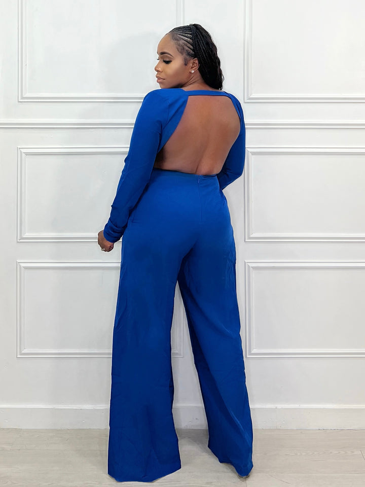 Fully dressed Plunging jumpsuit (royal blue)