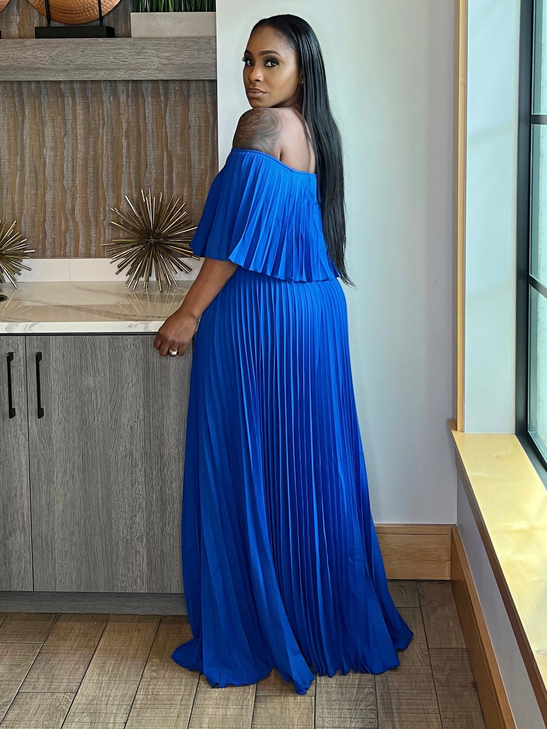 Complete Me Pleated Maxi Dress (Royal Blue)