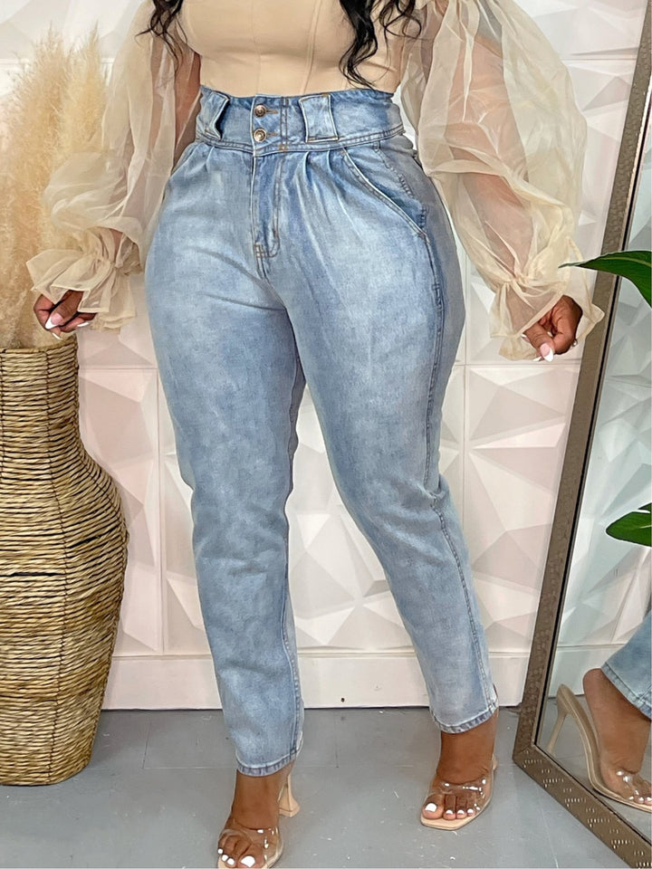 Wash Out High Waist Mom Denim