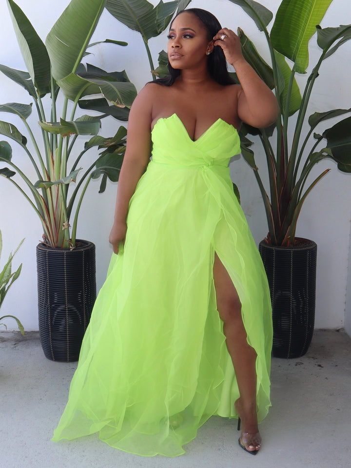 Bustier Tube Maxi Dress (Lime)