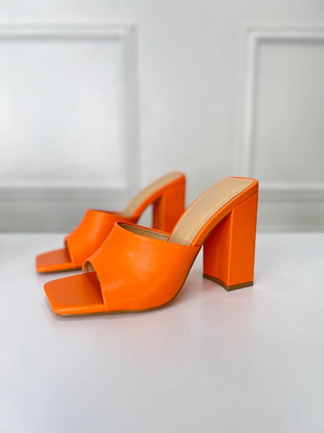 Cyber Mules Block Heels (Orange)