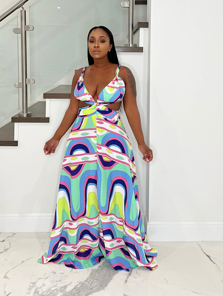 For the Love Of Prints Maxi Dress (Blue Multi)