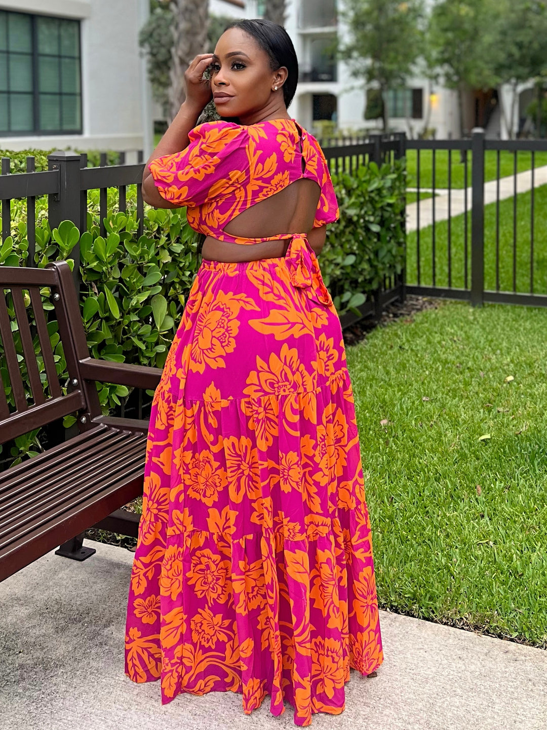Side Out Floral Maxi Dress (Pink/Orange)