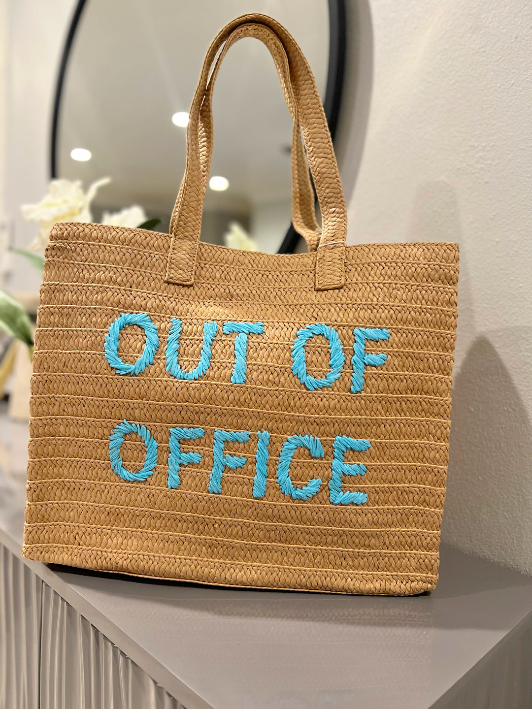 Out of Office Straw Tote (Natural)