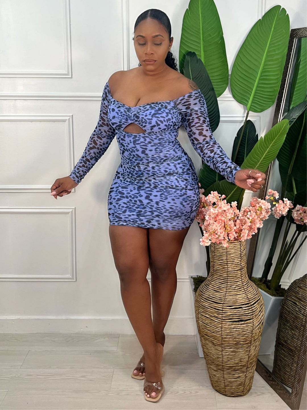 Blue Leopard Mini Dress
