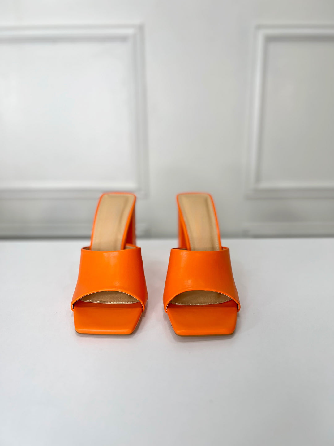 Cyber Mules Block Heels (Orange)