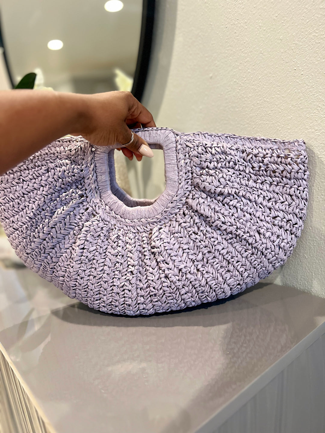 OverSize Half Circle Handle Bag (Lavender)