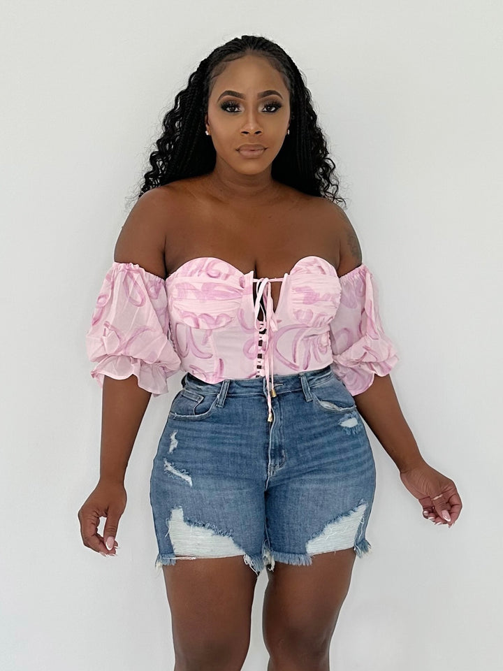 Right All Over Sweetheart Top (Pink)
