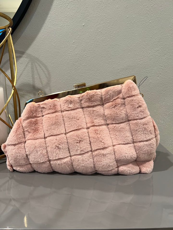 Asymmetrical Fur Inspired Handbag (Blush)
